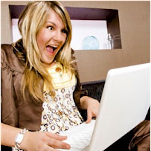 woman who is overspending on the internet