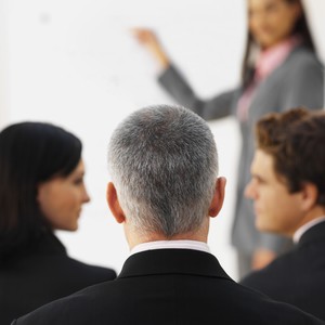making a sucsessful sales presentation in front of a group of people