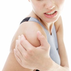 someone who is experiencing pain in the shoulders
