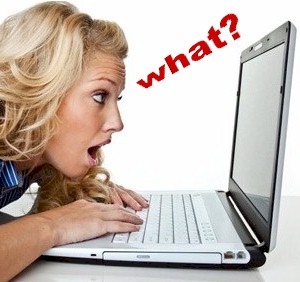 woman who is surprised reading an article