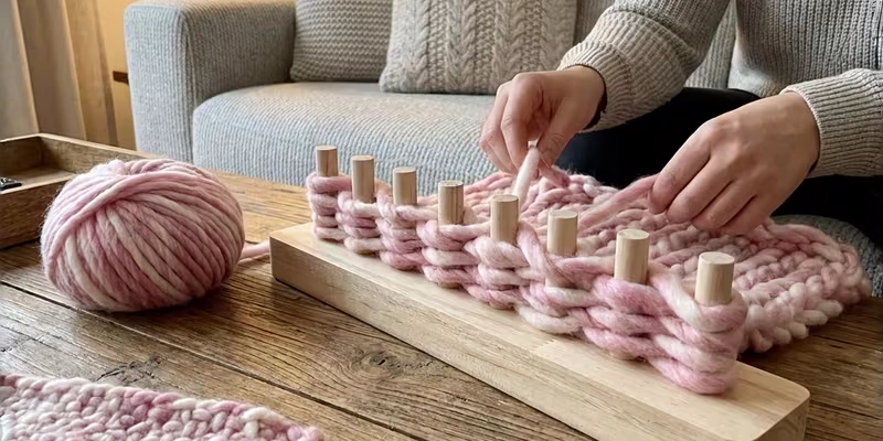 Chunky knit blanket loom kit